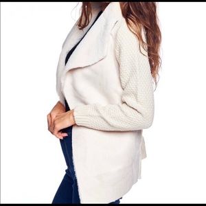 Never worn- faux suede and fur cream cardigan- M